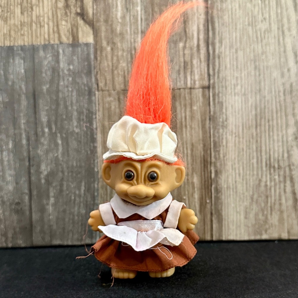 Russ Troll Doll pilgrim Maid Outfit Orange Hair Vintage Collectible